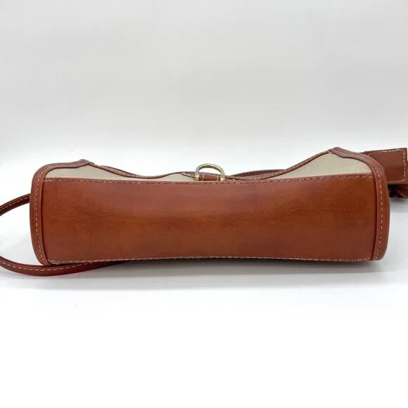 Vintage Crossbody Bag Cream Brown Retro Purse - Picture 8 of 9